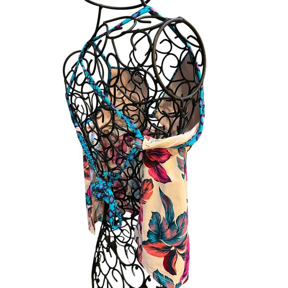 Shade & Shore 34C Teal Pink Aztec Print Underwire Tankini Swim Top - Picture 2 of 6